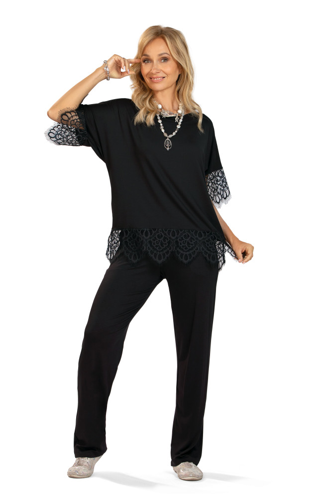 Hamana elegancka piżama wiskozowa z koronką Harriet