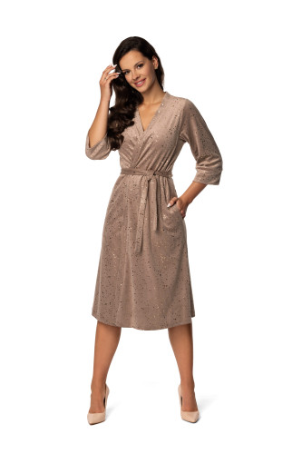 Hamana szlafrok welurowy połysk Cosmo rękaw 3/4