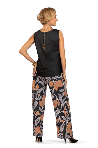 Hamana satynowy top na szerokich ramiączkach Palmira kolor czarny